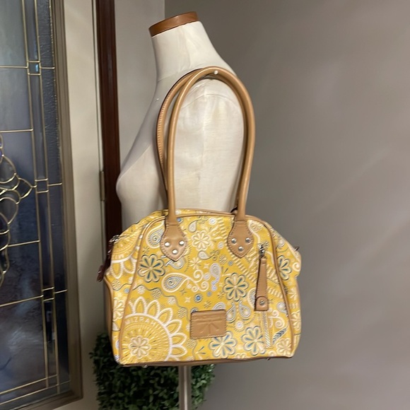 ISAAC MIZRAHI signature Bandana print yellow satchel handbag shoulder bag - Picture 3 of 15